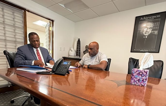 Attorney Douglas G. Lilly working in office